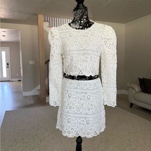 Anthropology SAYLOR White Lace set top & skirt